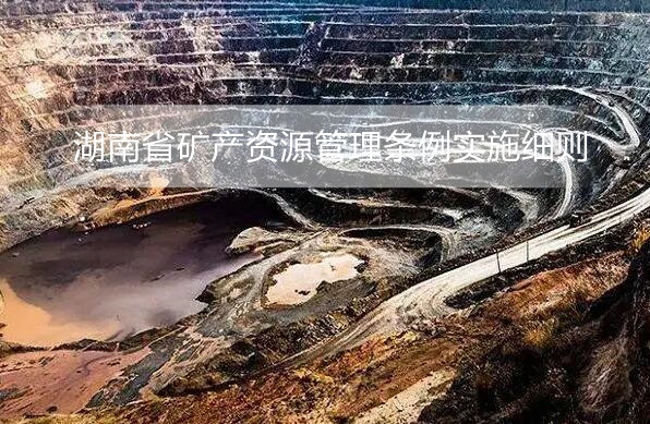 湖南省矿产资源管理条例实施细则