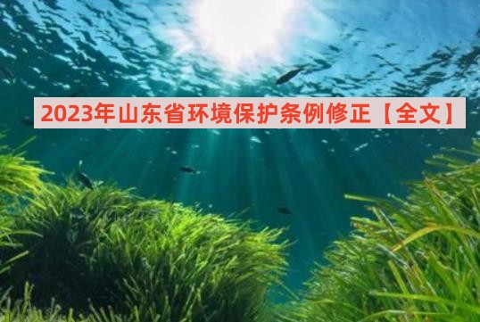 2023年山东省环境保护条例修正【全文】